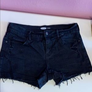 Black denim shorts